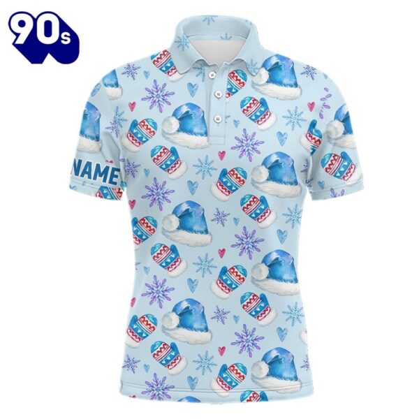 Watercolor Blue Christmas Golf Mens Polo Shirt Personalized Funny    Gift Christmas
