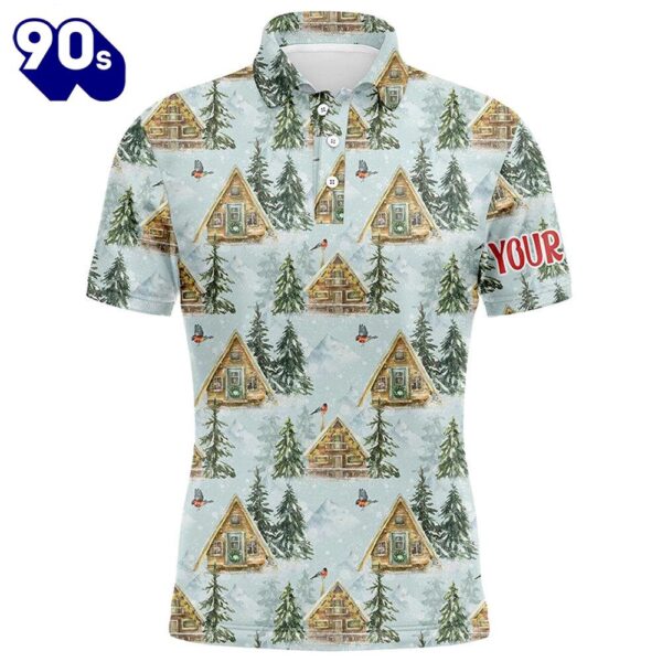 Watercolor Winter Forest Christmas Golf Men Polo Shirts Custom Men Golf Tops Golfing Gifts  Gift Christmas