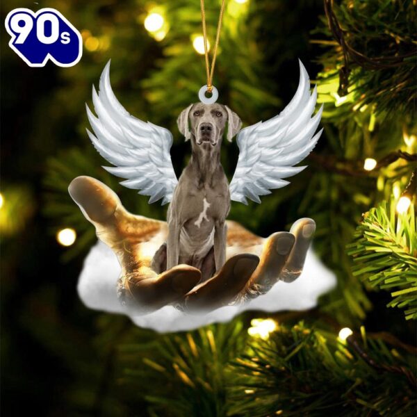 Weimaraner On The Hands Of Jesus Ornament, Gift For Christmas