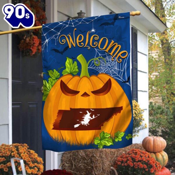 Halloween  Welcome Tennessee Pumpkins Halloween Fall Flag, Halloween Garden Flags
