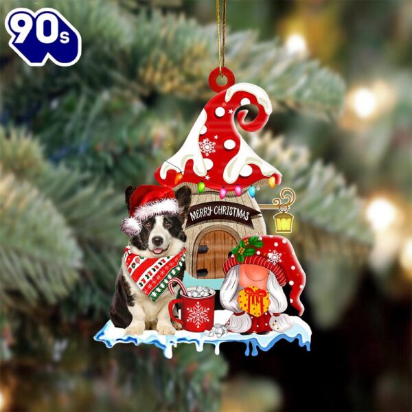Welsh-Corgi With Mushroom House Christmas Ornament, Gift For Christmas