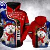 West Highland White Terrier Christmas Hoodie All Over Print  , Pet Christmas 3d Shirt