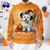 West Highland White Terrier Dog In Spooky Autumn Halloween 3D Shirt  For Man And Women