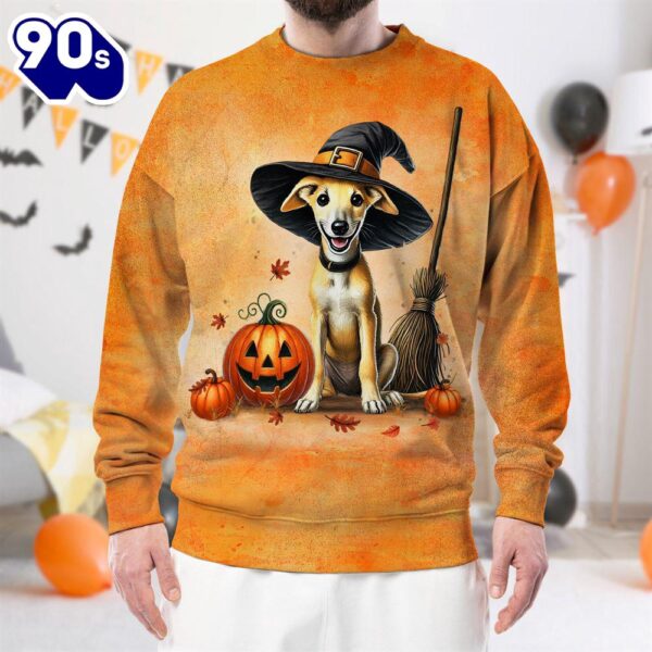 Whippet Dog In Spooky Autumn Halloween 3D Shirt  For Man And Women