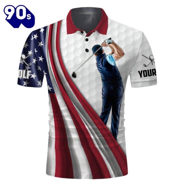 White Golf American Flag Th July Golf Polo Shirt Personalized Patriotic Sport Golf Gifts  Gift Christmas
