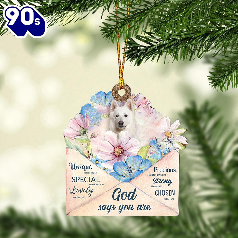 White-German-Shepherd God Says You Ornament, Gift For Christmas White-German-Shepherd God Says You Ornament, Gift For Christmas