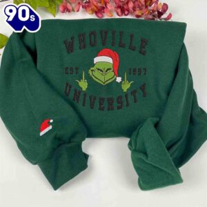 Whoville Grinch Fuk Hand Embroidered Sweatshirt  Gift Xmas