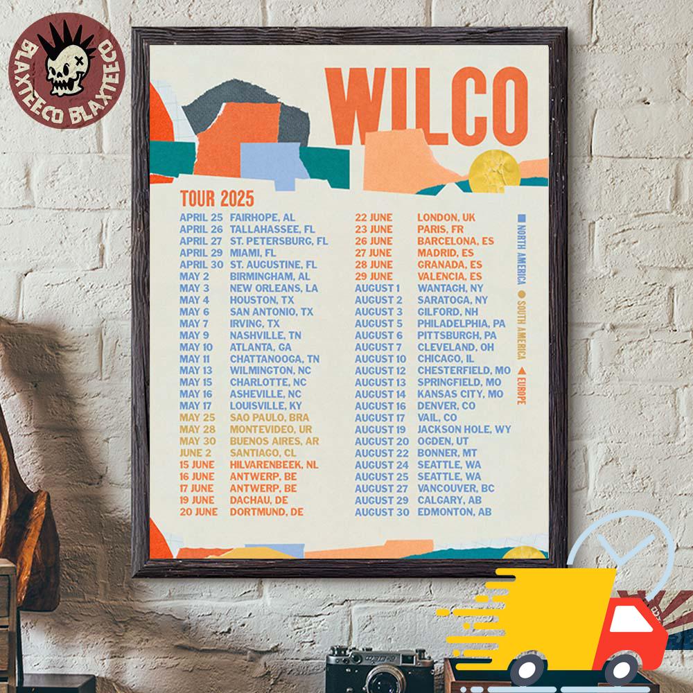 Wilco World Tour 2025 Tour Dates Canvas Wilco World Tour 2025 Tour Dates Canvas