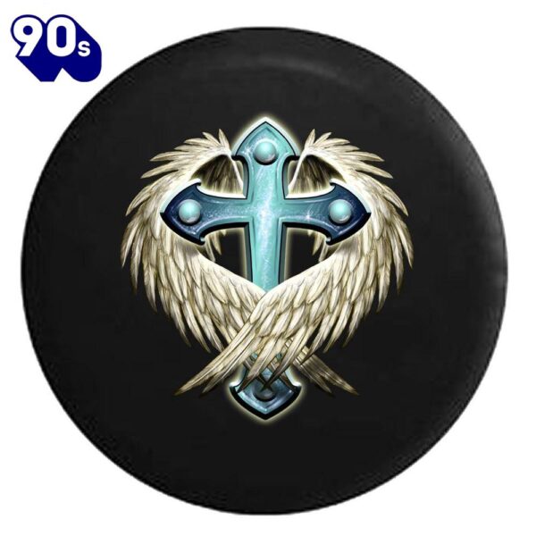 Winged Jesus Cross Spare Tire Cover – Christian Tire Cover Car Decor