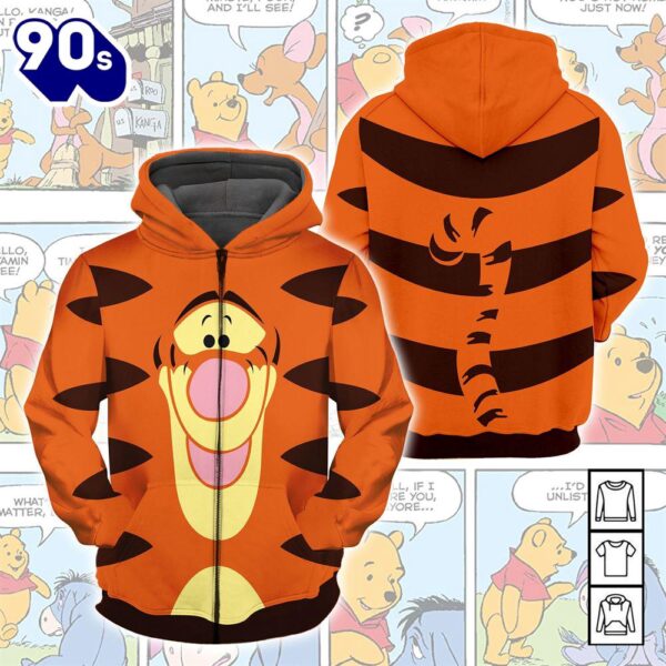 Winnie The Pooh Cartoon Tigger Name Hoodie Dress All Over Printed 3D Unisex Men Women