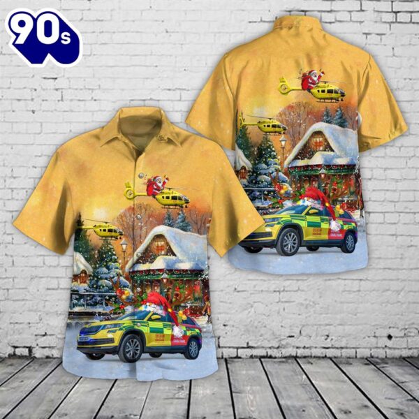 Yorkshire Air Ambulance Car & Eurocopter EC 145T2 Christmas Hawaiian Shirt