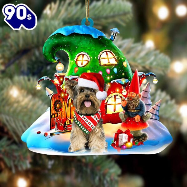 Yorkshire Terrier With Rudolph’s House Christmas Ornament, Gift For Christmas