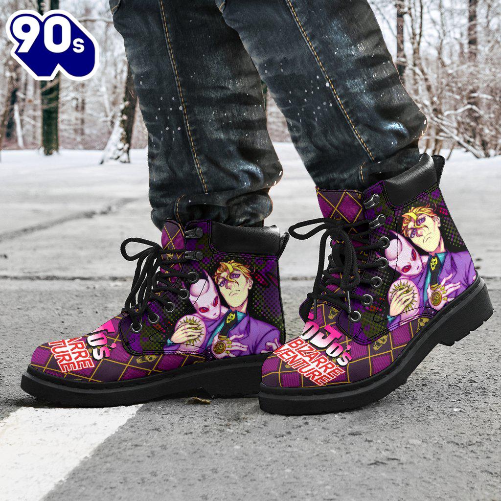 Yoshikage Kira Leather Boots Custom JoJo's Bizarre Adventure Shoes Fan Yoshikage Kira Leather Boots Custom JoJo's Bizarre Adventure Shoes Fan