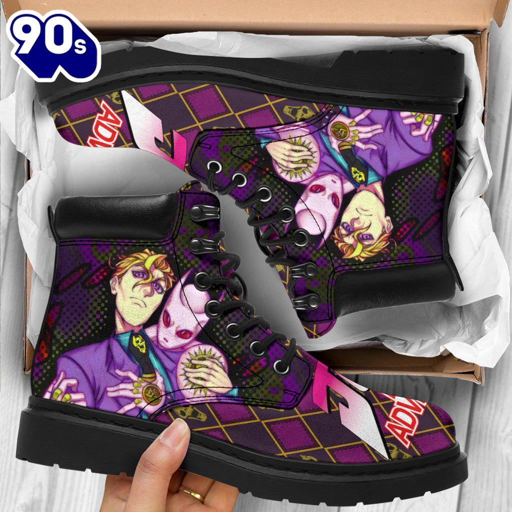Yoshikage Kira Leather Boots Custom JoJo's Bizarre Adventure Shoes Fan Yoshikage Kira Leather Boots Custom JoJo's Bizarre Adventure Shoes Fan