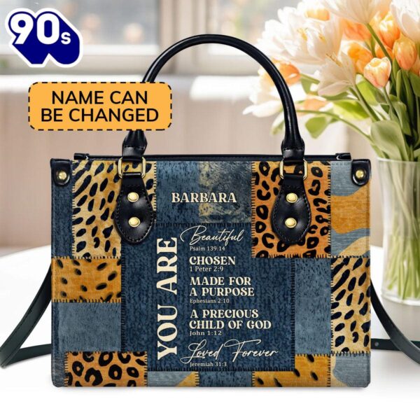 You Are Made For A Purpose Personalized Leather Handbag With Zipper Gift , Christian Bags  Gift For Women Christmas