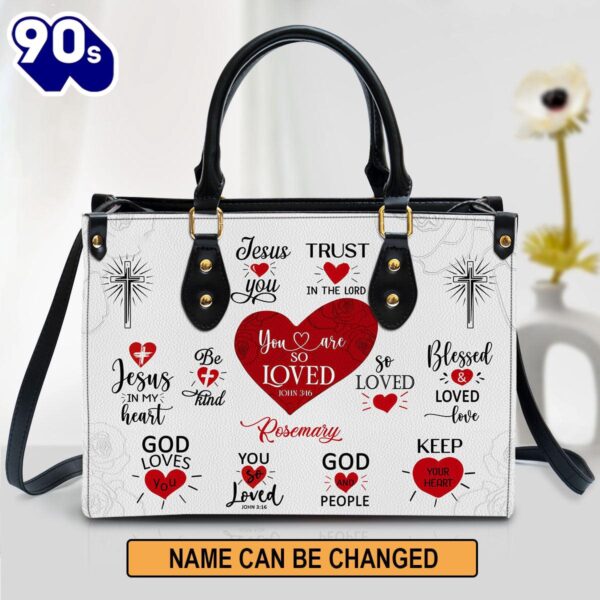 You Are So Loved Personalized Leather Bag , Christian Bags  Gift For Women Christmas