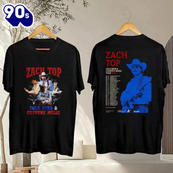 Zach Top 90s Vintage Shirt, 2025 Zach Top Cold Beer & Country Music Tour Shirt For Fans