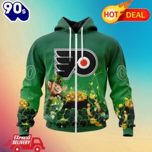 Zipper Hoodie NHL Philadelphia Flyers Special Design For St. Patrick's Day