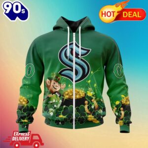 Zipper Hoodie NHL Seattle Kraken Special Design For St. Patrick's Day