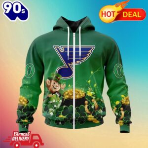 Zipper Hoodie NHL St. Louis Blues Special Design For St. Patrick's Day