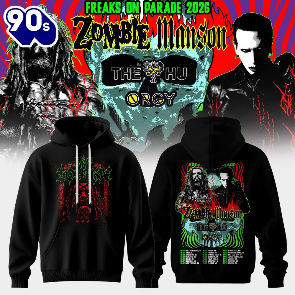 Zombie x Manson Freaks On Parade 2026 Tour Hoodie– Rob Zombie Marilyn Manson Concert Zombie x Manson Freaks On Parade 2026 Tour Hoodie– Rob Zombie Marilyn Manson Concert